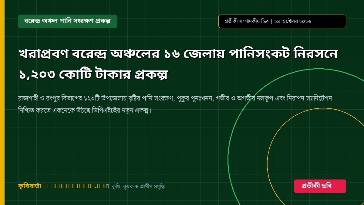 খরাপ্রবণ বরেন্দ্র অঞ্চলের ১৬ জেলায় পানিসংকট নিরসনে ১,২০৩ কোটি টাকার প্রকল্প