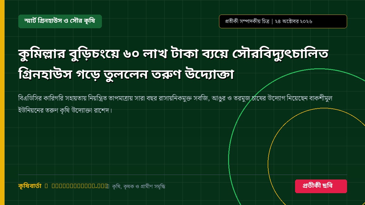 কুমিল্লার বুড়িচংয়ে ৬০ লাখ টাকা ব্যয়ে সৌরবিদ্যুৎচালিত গ্রিনহাউস গড়ে তুললেন তরুণ উদ্যোক্তা