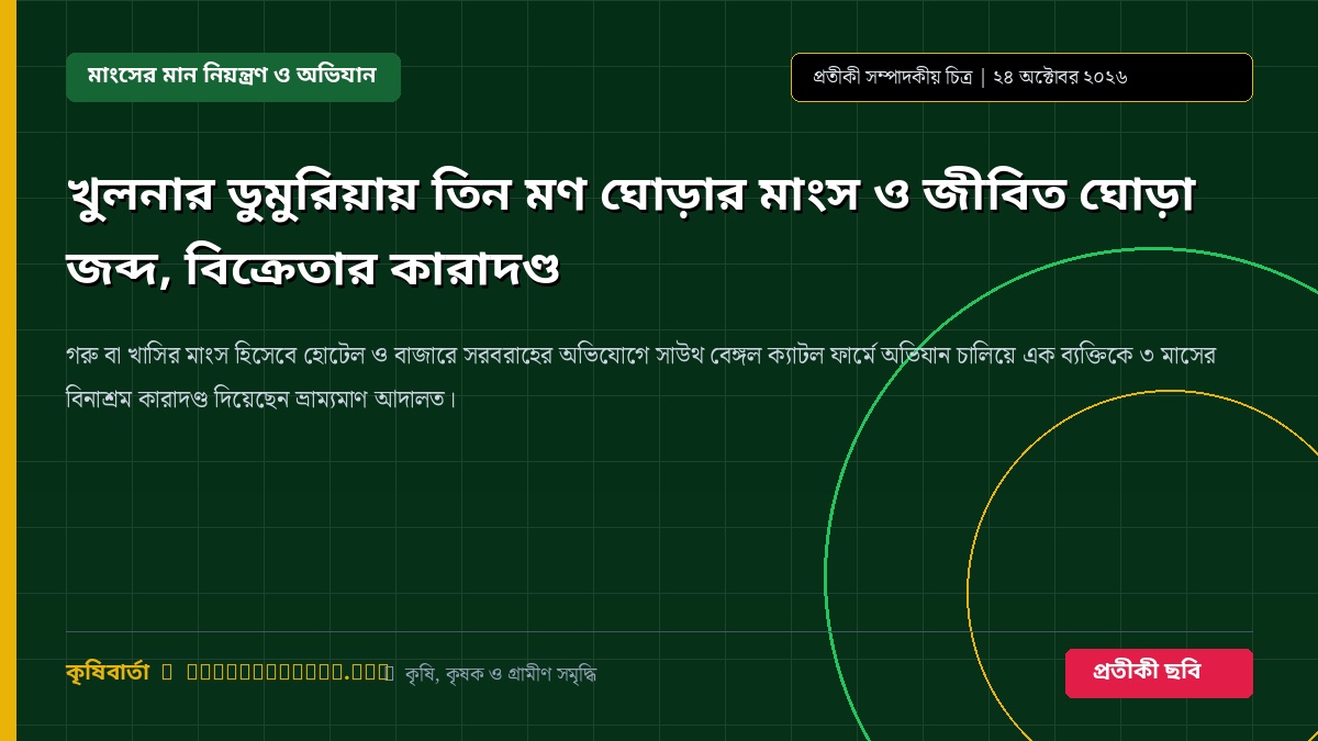 খুলনার ডুমুরিয়ায় তিন মণ ঘোড়ার মাংস ও জীবিত ঘোড়া জব্দ, বিক্রেতার কারাদণ্ড