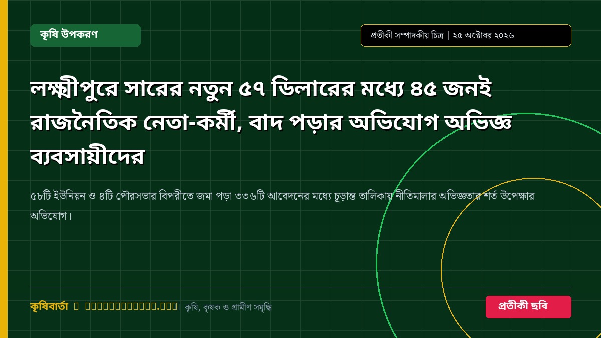 লক্ষ্মীপুরে সারের নতুন ৫৭ ডিলারের মধ্যে ৪৫ জনই রাজনৈতিক নেতা-কর্মী, বাদ পড়ার অভিযোগ অভিজ্ঞ ব্যবসায়ীদের