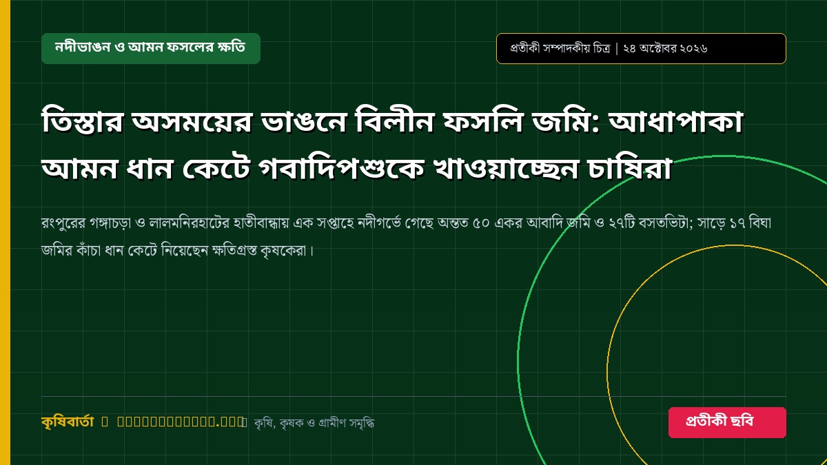 তিস্তার অসময়ের ভাঙনে বিলীন ফসলি জমি: আধাপাকা আমন ধান কেটে গবাদিপশুকে খাওয়াচ্ছেন চাষিরা